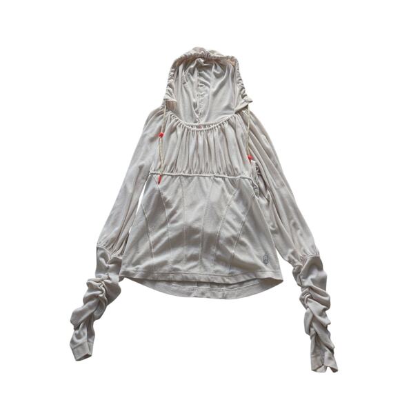 Womens Free People Movement Drawstring Hoodie White CLEAN Medium Off White - Picture 3 of 11